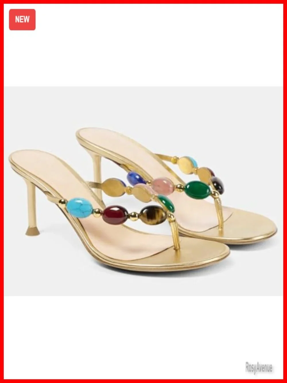 Jeweled Kitten Heel Sandals Flip Flop Open Toe Slides Bohemian Beach Shoes